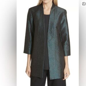 EILEEN FISHER Pine Infinity Jacquard Blazer Shawl Collar 3/4 Sleeve